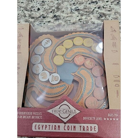 Egyptian Coin Trade Wood Brainteaser Puzzle by True Genius, New, 14+ - Picture 4 of 7